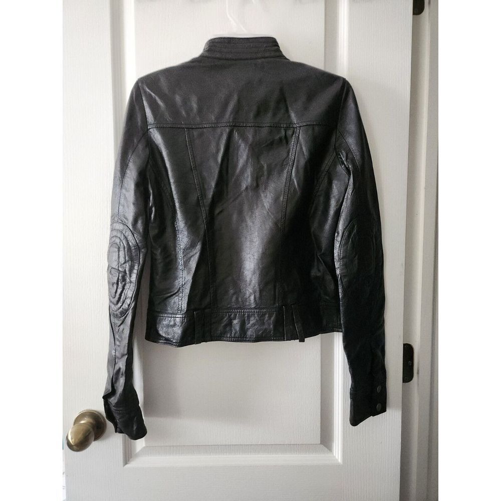 Zara Trf Women's Leather studded motorcycle jacket Black Full-Zip Size S - Picture 5 of 11